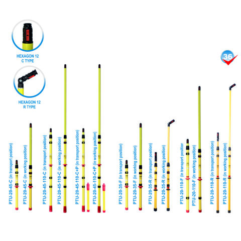 Multipurpose telescopic insulating sticks - PTU type (lmax